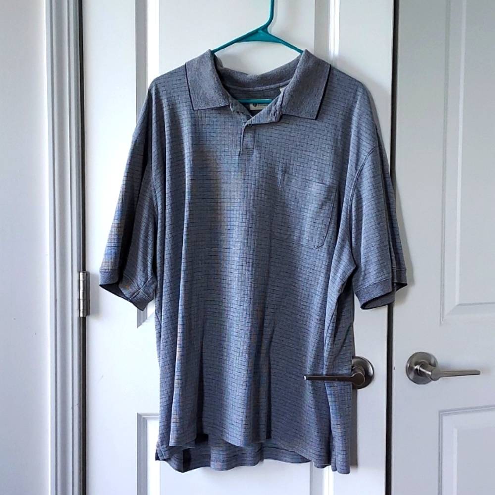Haggar two button-up short sleeve polo  xxl grey black